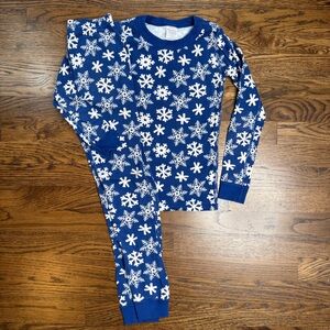 Hanna Andersson Kids Organic Cotton Royal Blue Snowflake Print Pajama Set Size 8